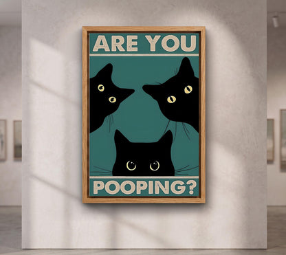Tuxedo Cat Bathroom Print, Funny Retro Restroom Decor