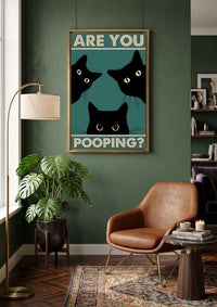 Tuxedo Cat Bathroom Print, Funny Retro Restroom Decor