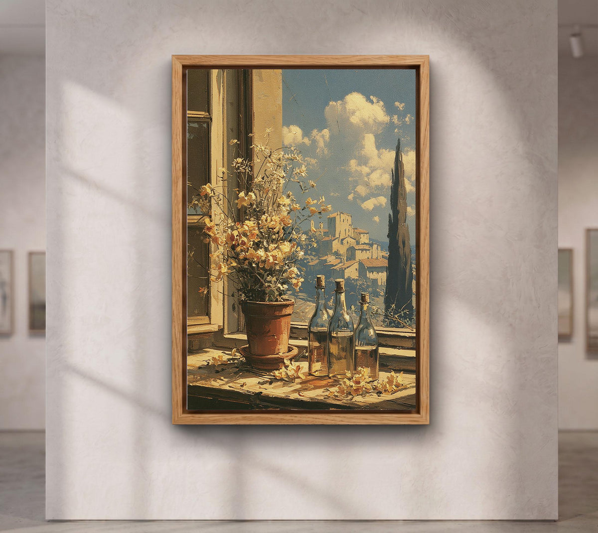 Mediterranean Window View Canvas Art, Italian Village Poster