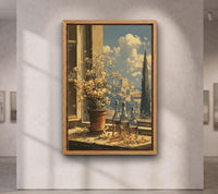 Mediterranean Window View Canvas Art, Italian Village Poster