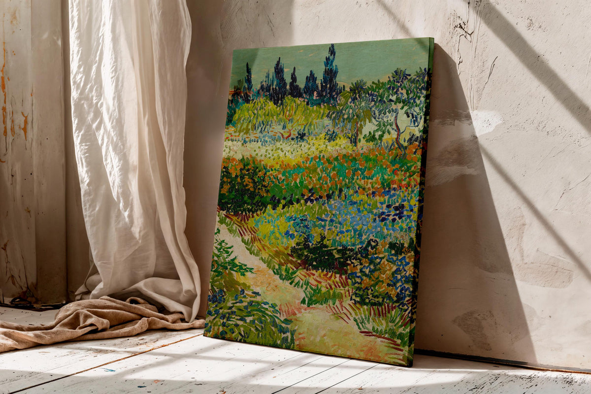 Van Gogh Garden Canvas Art, Impressionist Flower Print