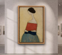 Minimalist Faceless Woman Canvas Wall Art, Elongated Neck Portrait Painting