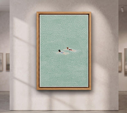 Swimmer Canvas Wall Art, Minimal Ocean Canvas