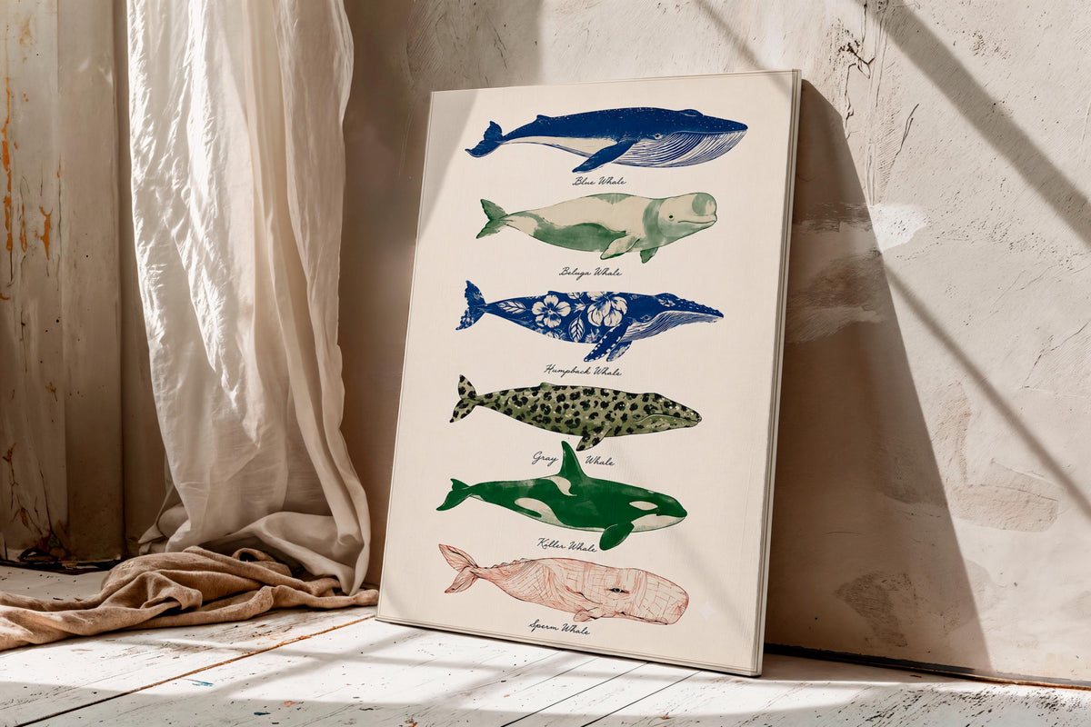 Colorful Whale canvas wall art