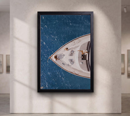Luxury Yacht Ocean View Canvas Art, Old Money Sailing