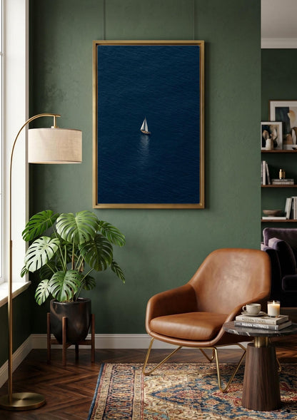 Sailboat Ocean Wall Art, Deep Blue Sea