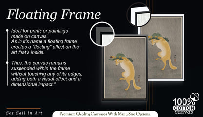 Dancing Fox with Lotus Leaf Hat by Ohara Koson