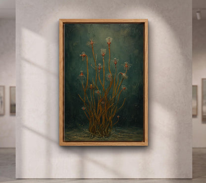 Moody Green Floral Wall Art