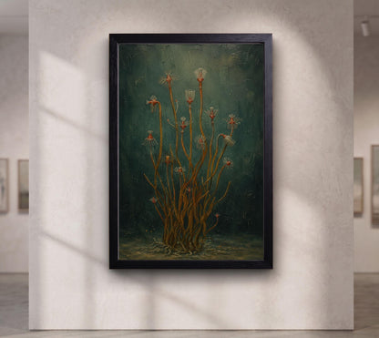 Moody Green Floral Wall Art