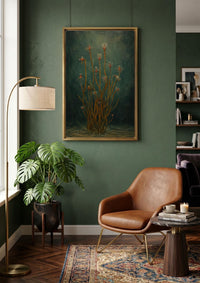 Moody Green Floral Wall Art