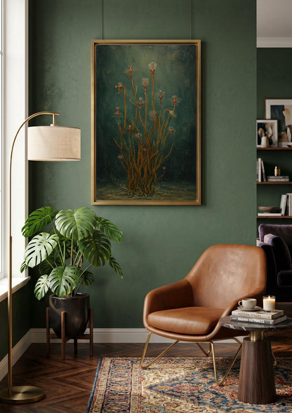 Moody Green Floral Wall Art