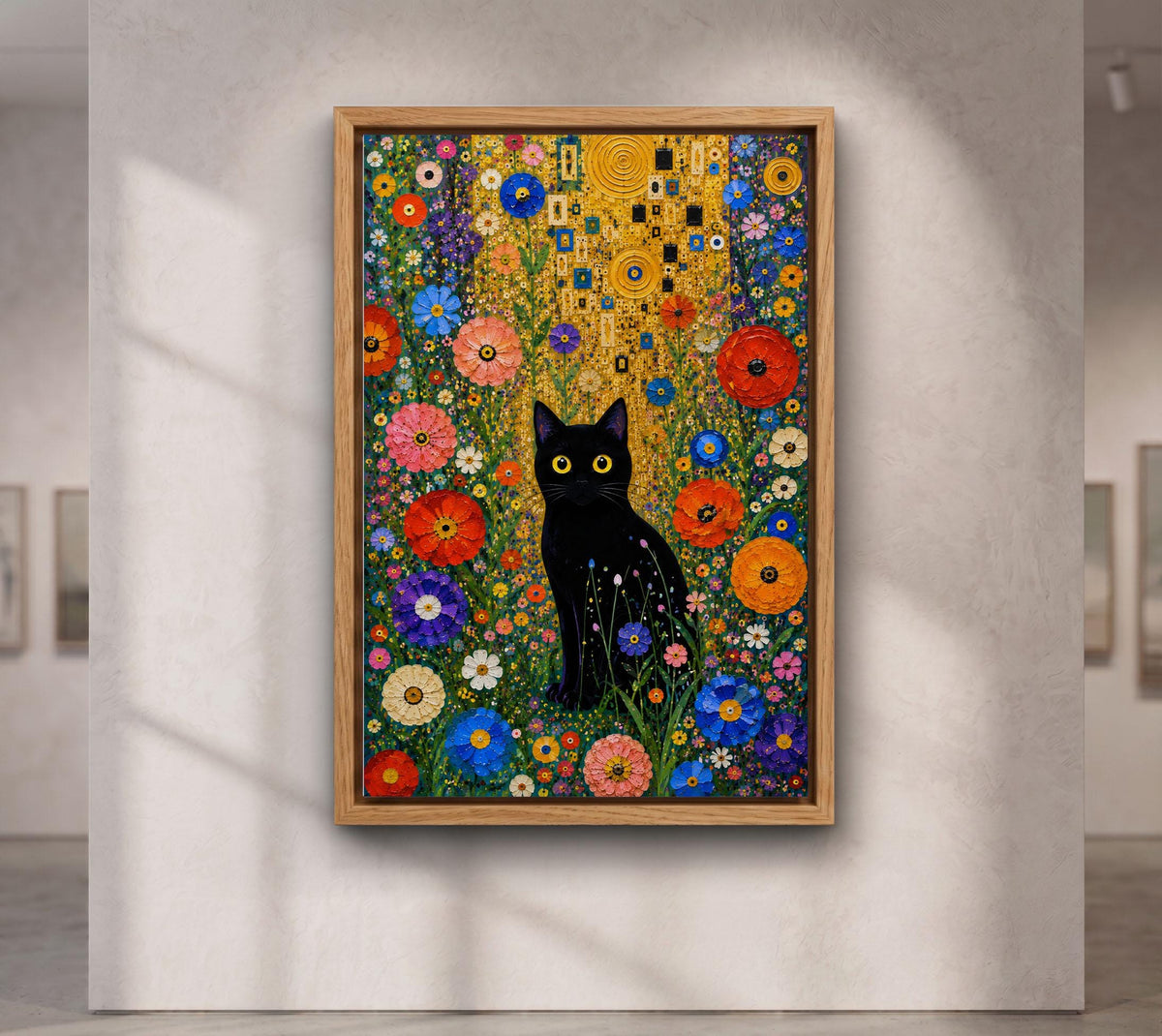 Black Cat in Wildflower Garden