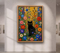 Black Cat in Wildflower Garden