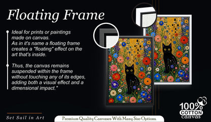 Black Cat in Wildflower Garden