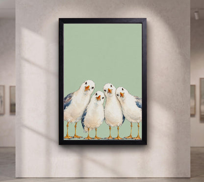 Funny Seagull Canvas Art Print – Whimsical Coastal Decor