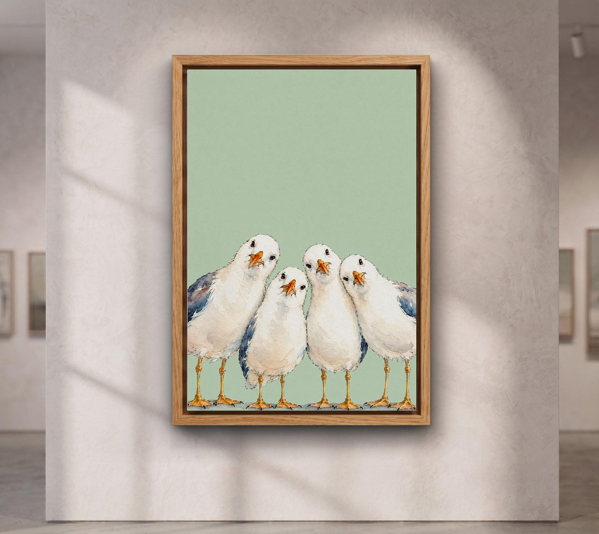Funny Seagull Canvas Art Print – Whimsical Coastal Decor