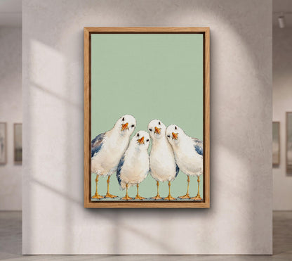 Funny Seagull Canvas Art Print – Whimsical Coastal Decor