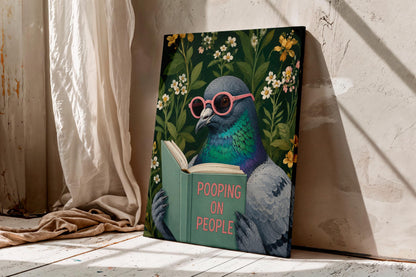Funny Pigeon Reading Book , Pooping On People