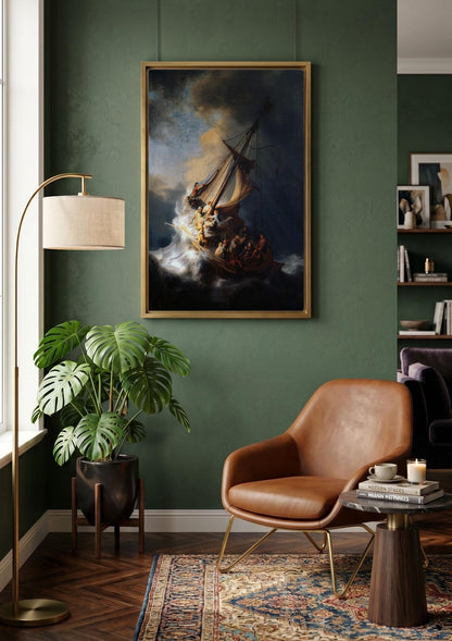 Rembrandt Storm on Sea of Galilee Canvas Art, Classical Oil Painting Print