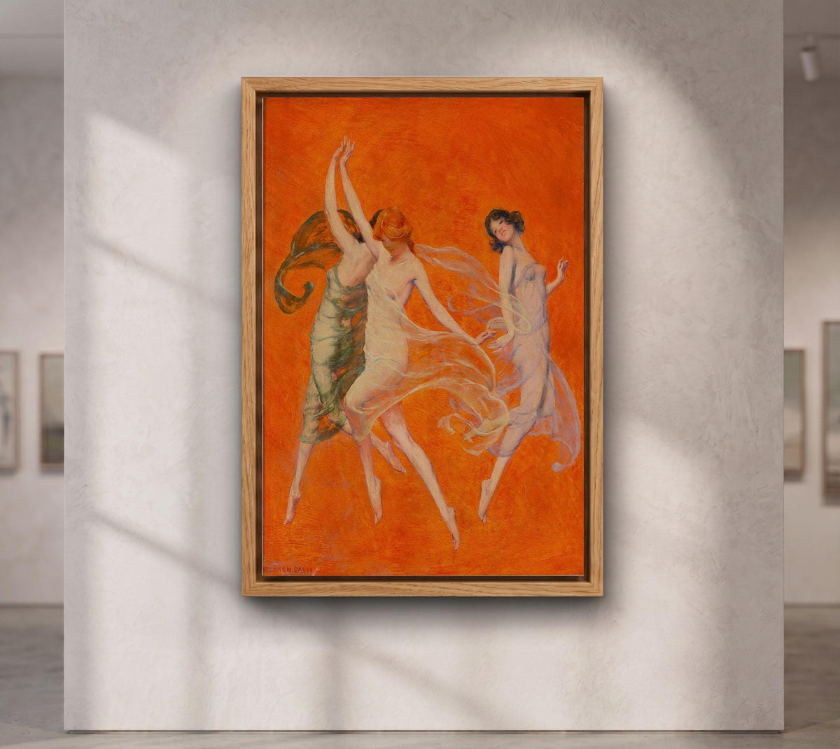Franz von Stuck Dancers Stretched Canvas Wall Art, Vintage Orange Expressionist Oil Painting Print