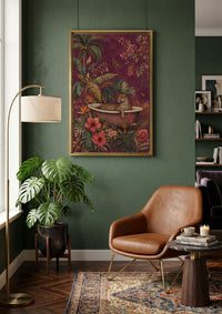 Leopard in Bathtub Tropical Jungle Wall Art