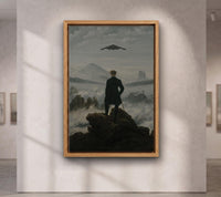 Wanderer above the Sea of Fog and Stealth Plane ,Der Wanderer über dem Nebelmeer