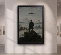 Wanderer above the Sea of Fog and Stealth Plane ,Der Wanderer über dem Nebelmeer