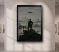 Wanderer above the Sea of Fog and Stealth Plane ,Der Wanderer über dem Nebelmeer