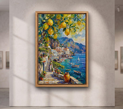 Henri Matisse Style Lemon Tree Amalfi Coast Oil Painting, Mediterranean Positano
