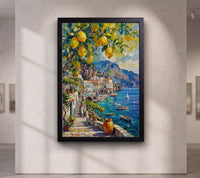 Henri Matisse Style Lemon Tree Amalfi Coast Oil Painting, Mediterranean Positano