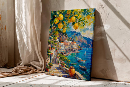 Henri Matisse Style Lemon Tree Amalfi Coast Oil Painting, Mediterranean Positano