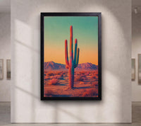 Southwest Cactus Wall Art, Retro Saguaro Cactus Wall Art
