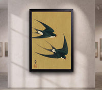 Swallow Bird Art, Japandi Poster, Traditional Asian Animal Wall Decor