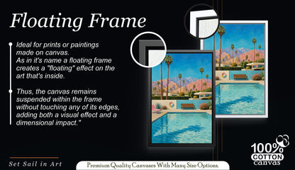 Palm Springs Poolside Canvas Art, Mid Century Modern Wall Decor