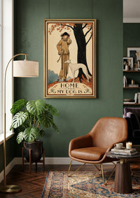 Home Is Where My Dog Is Art Print, Vintage Art Deco Dog Wall Art, Altered art print,Dog mom gift