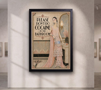 Please Don’t Do Coke Poster,Altered Vintage , Funny Bathroom Wall Art