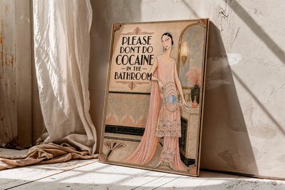 Please Don’t Do Coke Poster,Altered Vintage , Funny Bathroom Wall Art