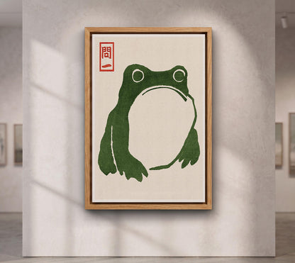 Grumpy Toad Canvas Art, Japanese Frog Ukiyo-e Print