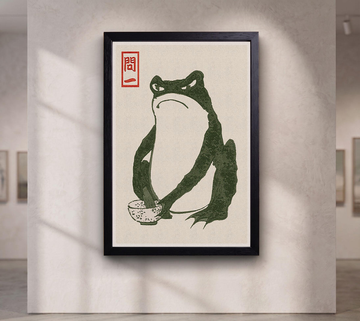 Grumpy Toad Canvas Art, Japanese Frog Ukiyo-e Print