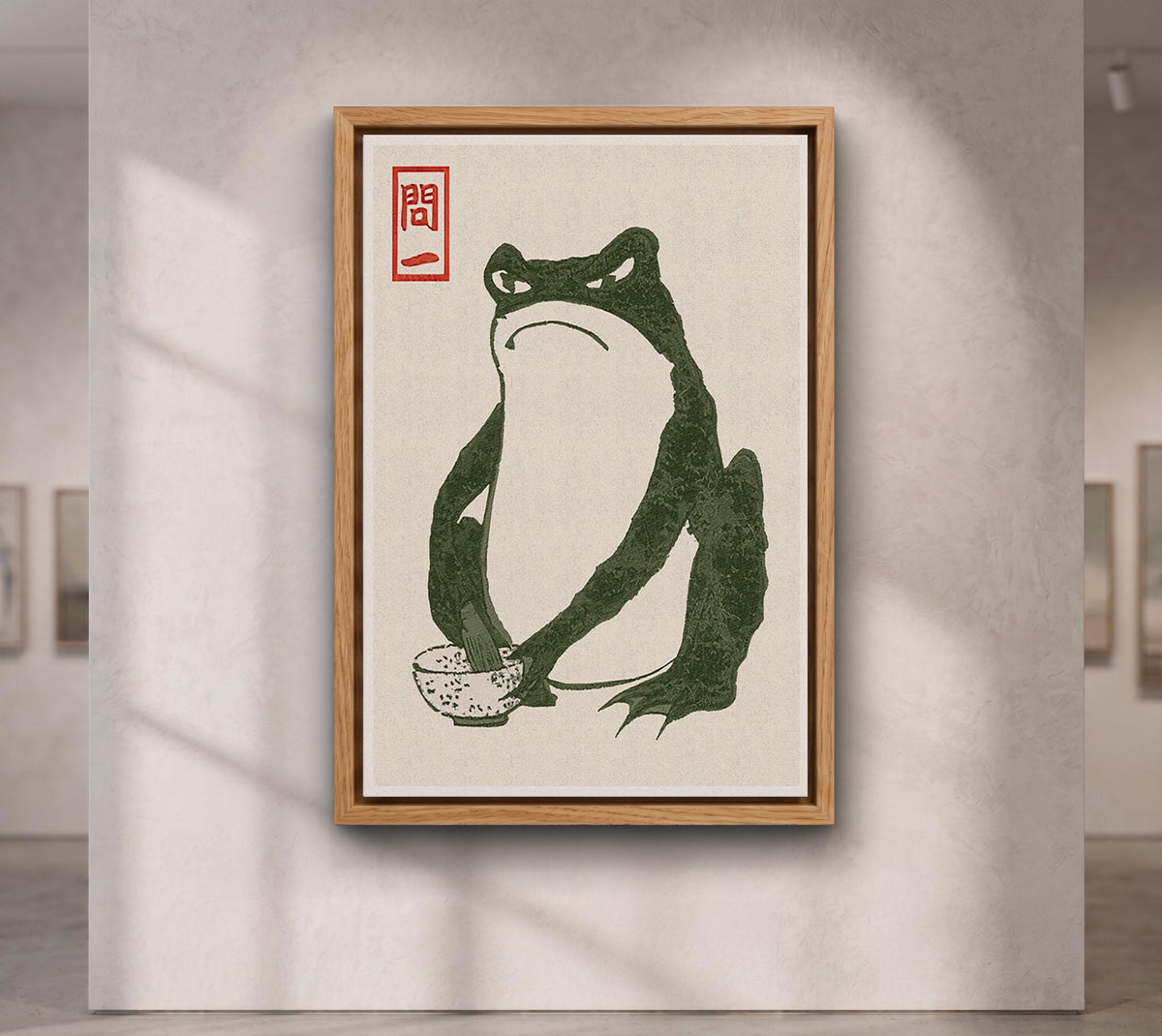Grumpy Toad Canvas Art, Japanese Frog Ukiyo-e Print