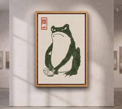 Grumpy Toad Canvas Art, Japanese Frog Ukiyo-e Print