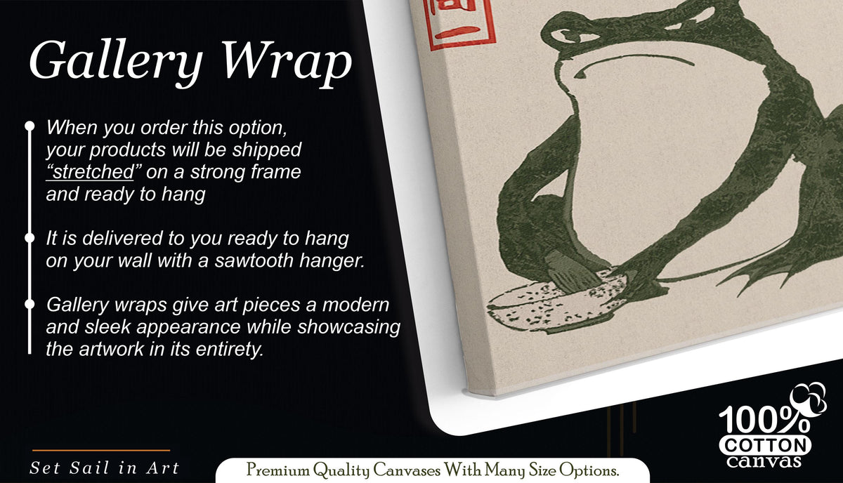 Grumpy Toad Canvas Art, Japanese Frog Ukiyo-e Print