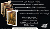 Gustav Klimt Style Forest Wall Art, Green Gold Mosaic Tree Canvas Painting
