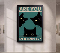Tuxedo Cat Bathroom Print, Funny Retro Restroom Decor