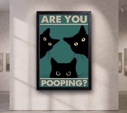 Tuxedo Cat Bathroom Print, Funny Retro Restroom Decor