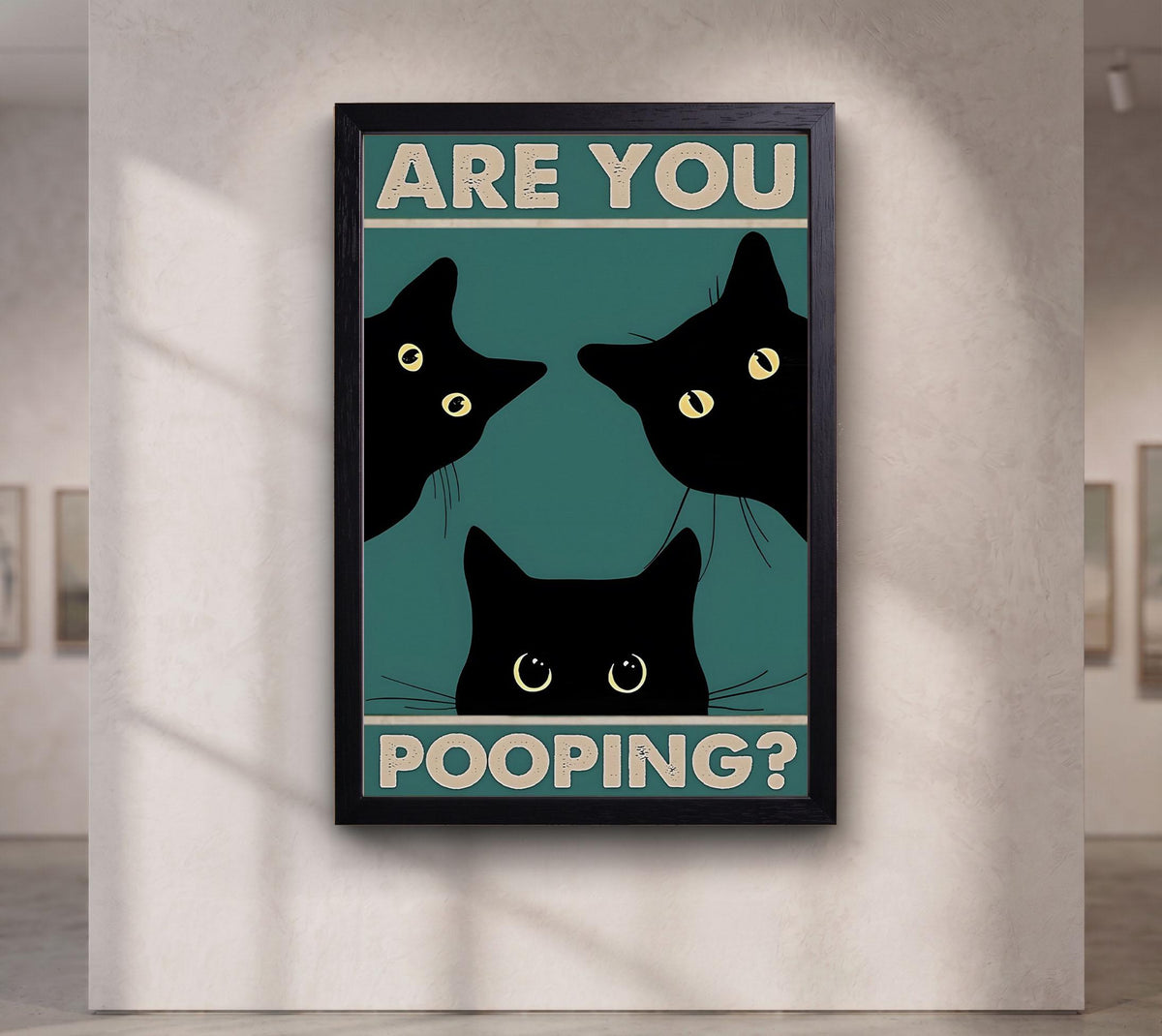 Tuxedo Cat Bathroom Print, Funny Retro Restroom Decor