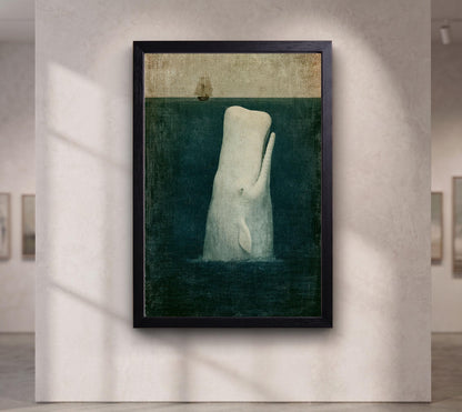 Moby Dick Sperm Whale Art, Sailing Ship Canvas Print