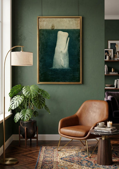 Moby Dick Sperm Whale Art, Sailing Ship Canvas Print