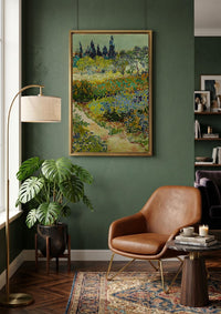 Van Gogh Garden Canvas Art, Impressionist Flower Print