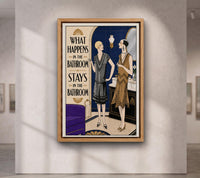 What Happens in the Bathroom Print, Art Deco Toilet Poster,Funny Bathroom Wall Art, Art Deco Bar & Pub Decor,
